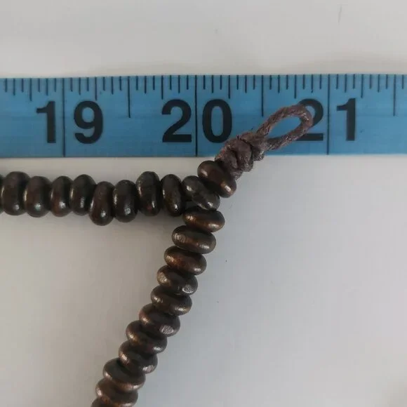 Brown Purple Wooden Beads Necklace 2 Layers Boho Earth Tone Statement Like New - Picture 7 of 9